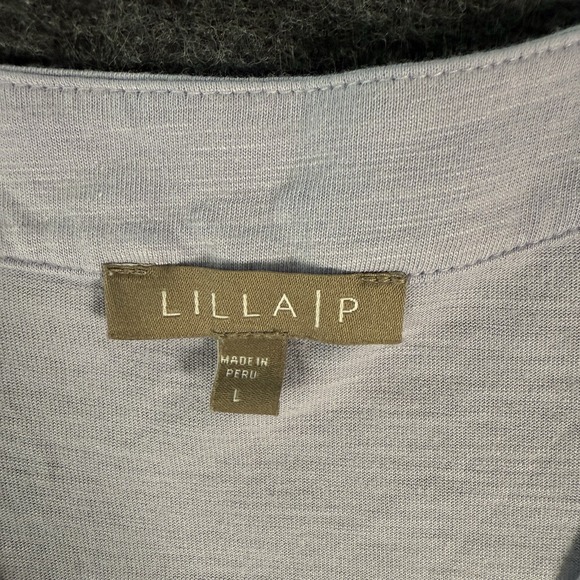 ANTHROPOLOGIE Lilla P Blue V Neck Cotton Soft Shirt Top Women's Large - Picture 3 of 9